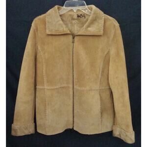 GUESS Tan Suede Coat BOHO Zip Jacket Faux Fur
